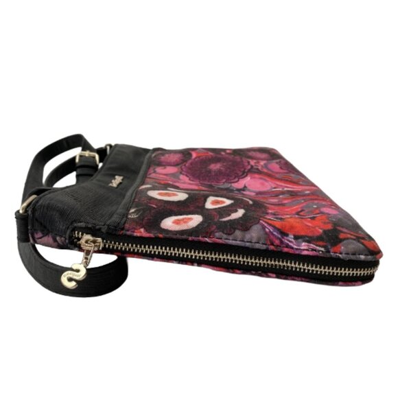 DESIGUAL Floral Pink Purple Black Faux Leather Crossbody Bag - Picture 7 of 15
